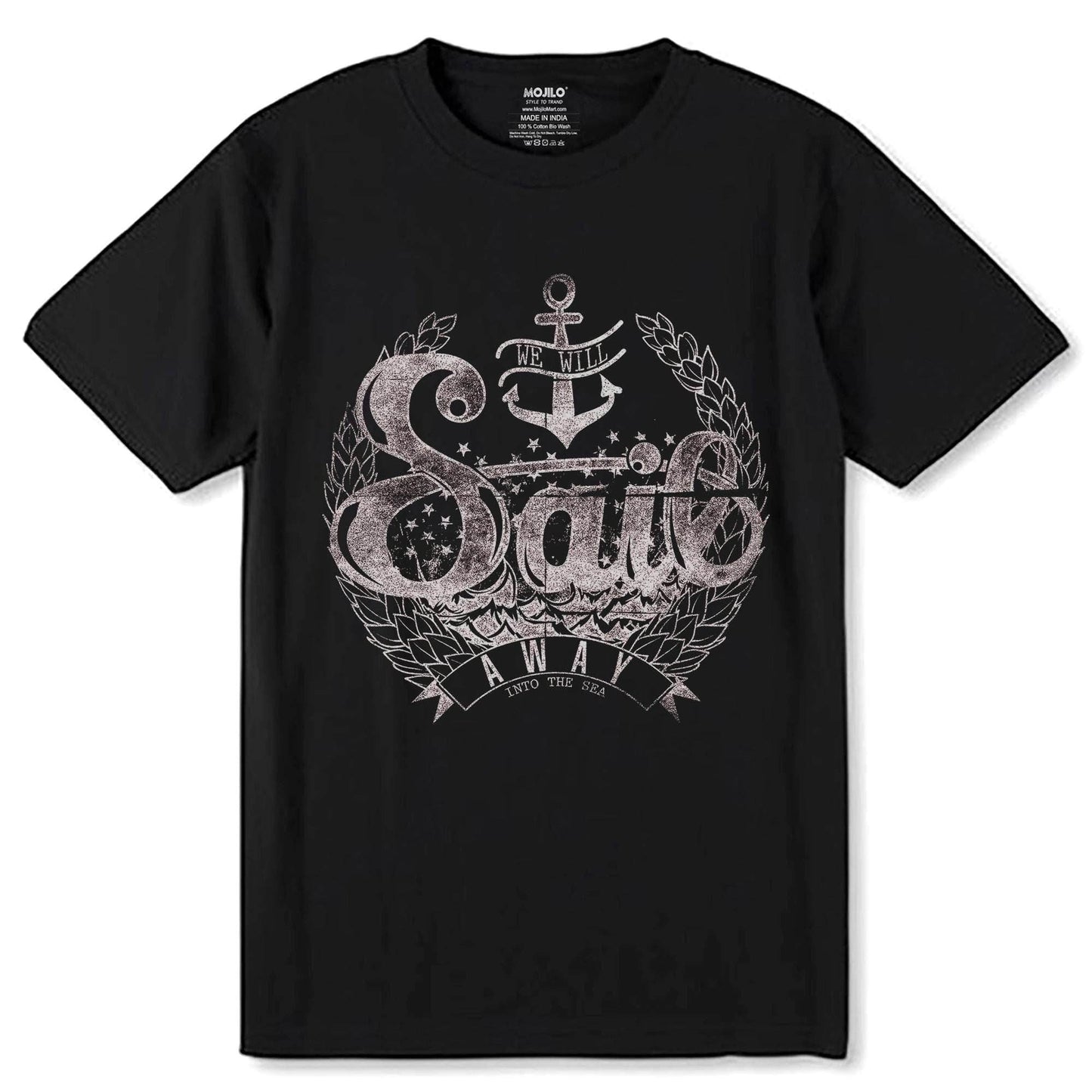 WE WILL SAIL AWAY INTO THE SEA - Unisex Round Neck Regular Fit 100% Combed Cotton Half Sleeve T-Shirt - Mojilo Mart