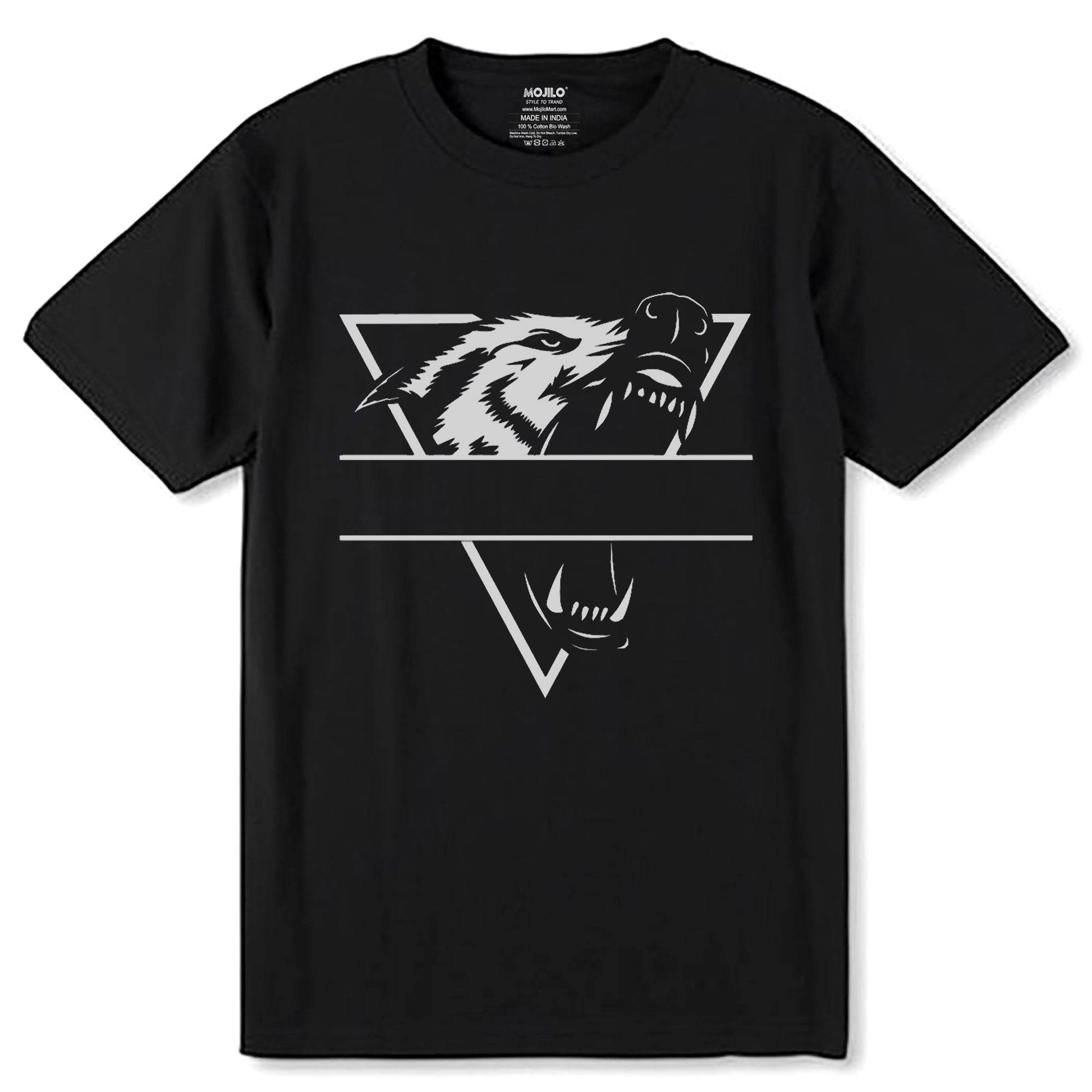 WOLF - Unisex Round Neck Regular Fit 100% Combed Cotton Half Sleeve T-Shirt - Mojilo Mart