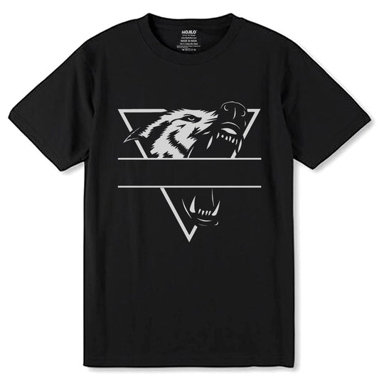 WOLF - Unisex Round Neck Regular Fit 100% Combed Cotton Half Sleeve T-Shirt - Mojilo Mart