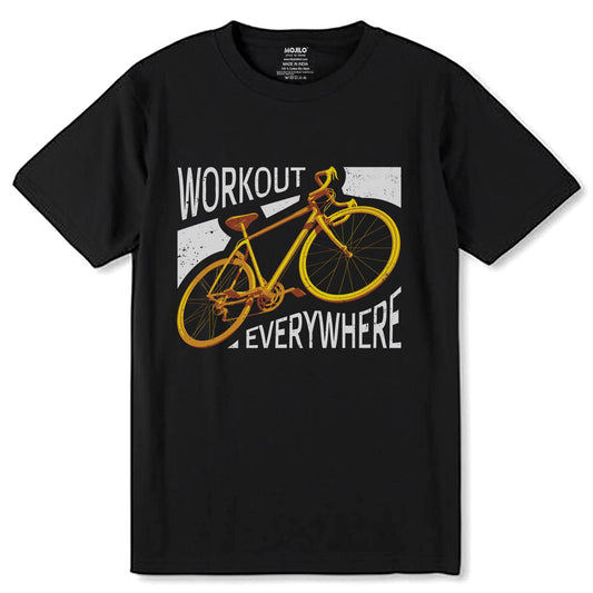 WORKOUT EVERYWHERE - Unisex Round Neck Regular Fit 100% Combed Cotton Half Sleeve T-Shirt - Mojilo Mart