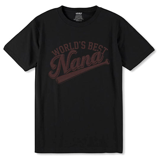 WORLD'S BEST Nana - Unisex Round Neck Regular Fit 100% Combed Cotton Half Sleeve T-Shirt - Mojilo Mart