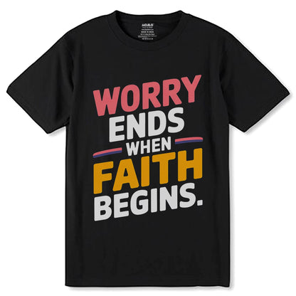 WORRY ENDS - Unisex Round Neck Regular Fit 100% Combed Cotton Half Sleeve T-Shirt - Mojilo Mart
