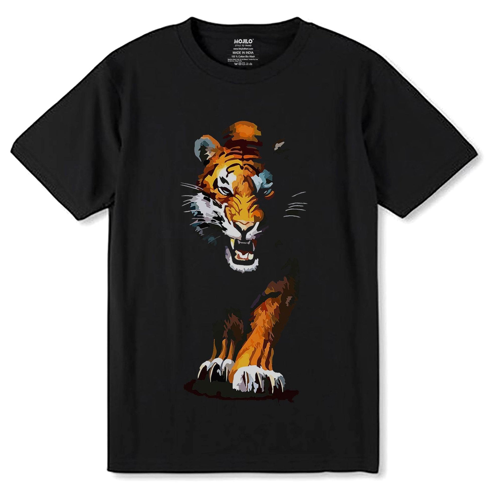 Waltractive Tiger - Unisex Round Neck Regular Fit 100% Combed Cotton Half Sleeve T-Shirt - Mojilo Mart