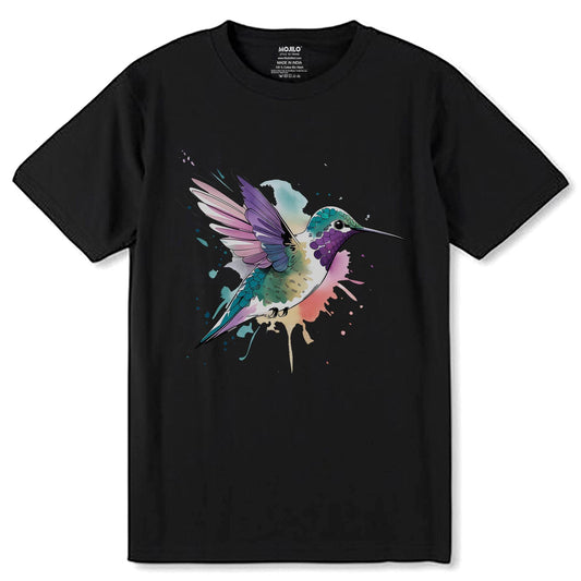Water color Humming bird - Unisex Round Neck Regular Fit 100% Combed Cotton Half Sleeve T-Shirt - Mojilo Mart