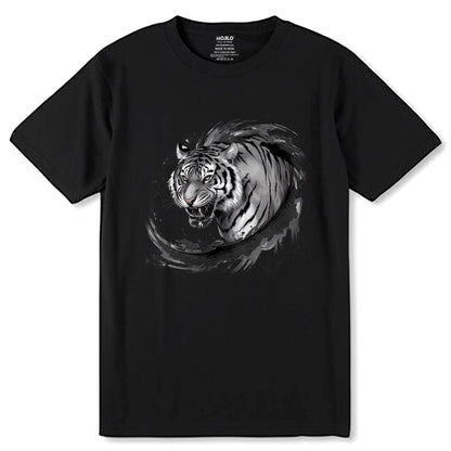White Tiger Faded Portrait Tee - Unisex Round Neck Regular Fit 100% Combed Cotton Half Sleeve T-Shirt - Mojilo Mart