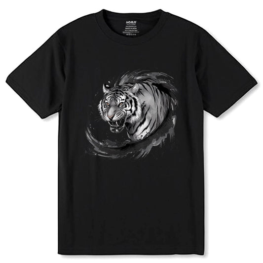 White Tiger Faded Portrait Tee - Unisex Round Neck Regular Fit 100% Combed Cotton Half Sleeve T-Shirt - Mojilo Mart