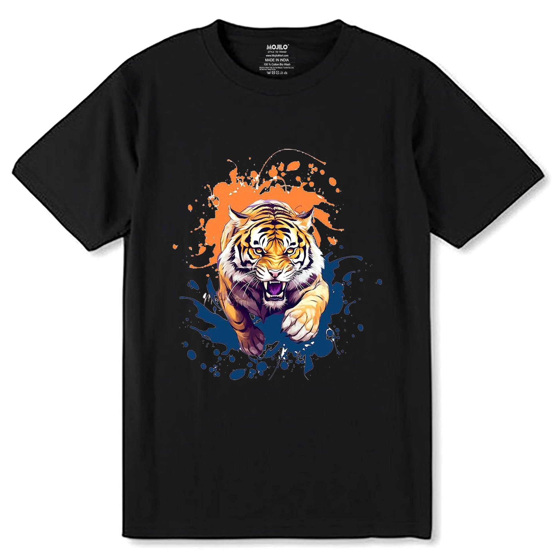 Wild Bengal Tiger Pride Graphic Printed - Unisex Round Neck Regular Fit 100% Combed Cotton Half Sleeve T-Shirt - Mojilo Mart
