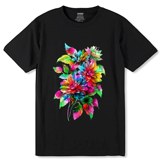 Wild Flower - Unisex Round Neck Regular Fit 100% Combed Cotton Half Sleeve T-Shirt - Mojilo Mart