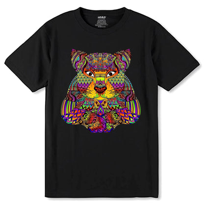 Wolf mandala colorful spectral wolf head gifts - Unisex Round Neck Regular Fit 100% Combed Cotton Half Sleeve T-Shirt - Mojilo Mart