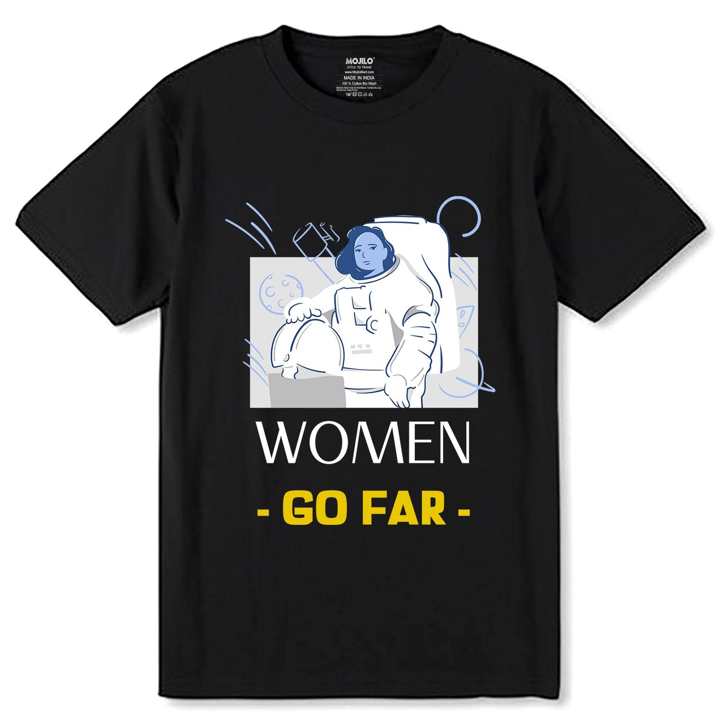 Women Go Far Photo - Unisex Round Neck Regular Fit 100% Combed Cotton Half Sleeve T-Shirt - Mojilo Mart