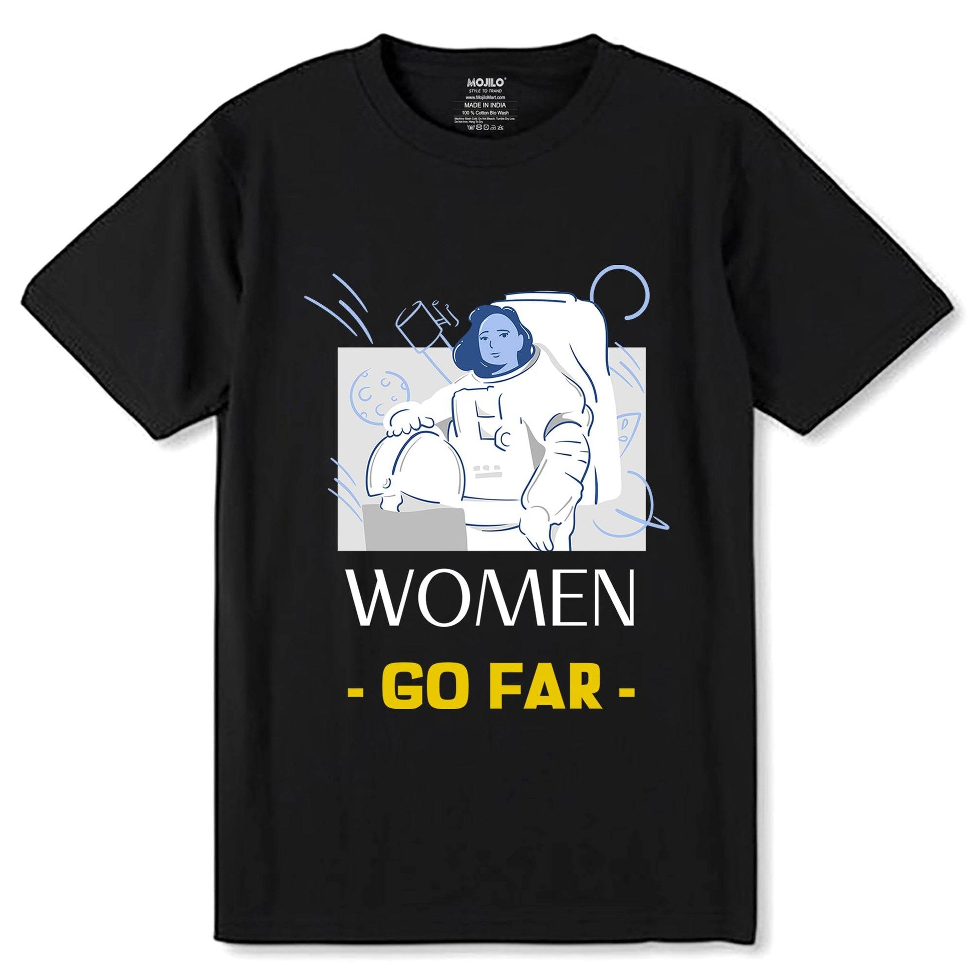 Women Go Far Photo - Unisex Round Neck Regular Fit 100% Combed Cotton Half Sleeve T-Shirt - Mojilo Mart