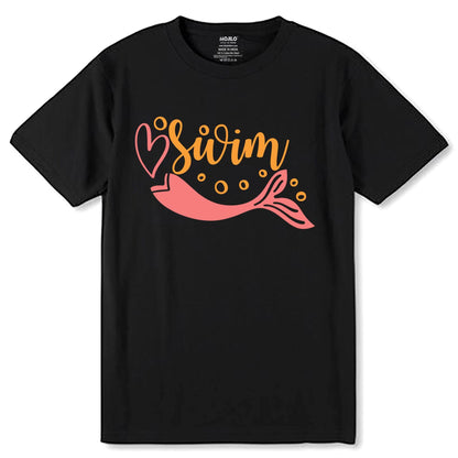Womens SWIM MOM - Unisex Round Neck Regular Fit 100% Combed Cotton Half Sleeve T-Shirt - Mojilo Mart