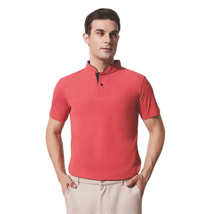 Chinese Collar Polyester FD Matty T-Shirt with DTF Printing, GSM 220 custom T-shirt With Logo Printing