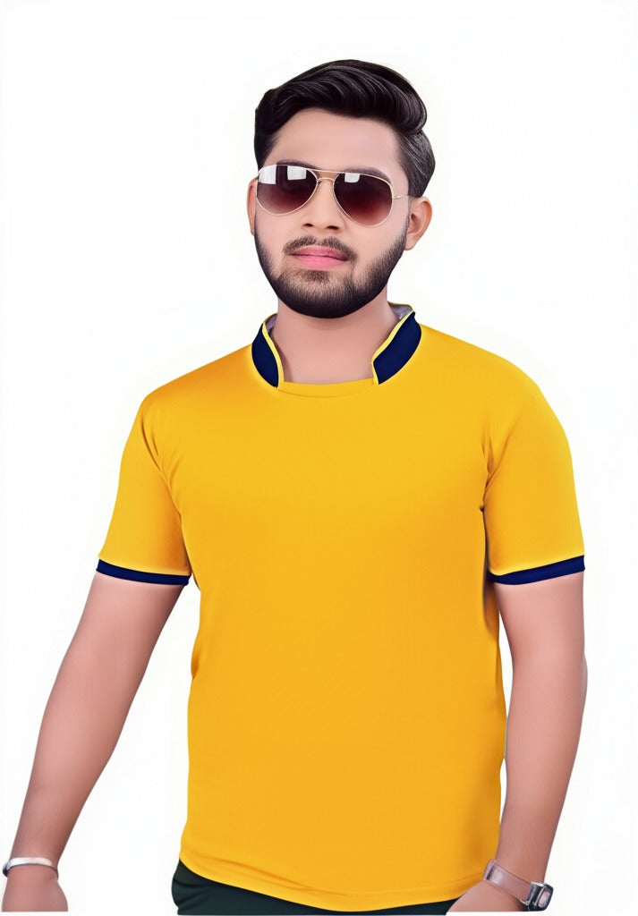 Chinese Collar Dotnet T-Shirt with DTF Printing and 180 GSM Fabric Custom Tshirt Printing