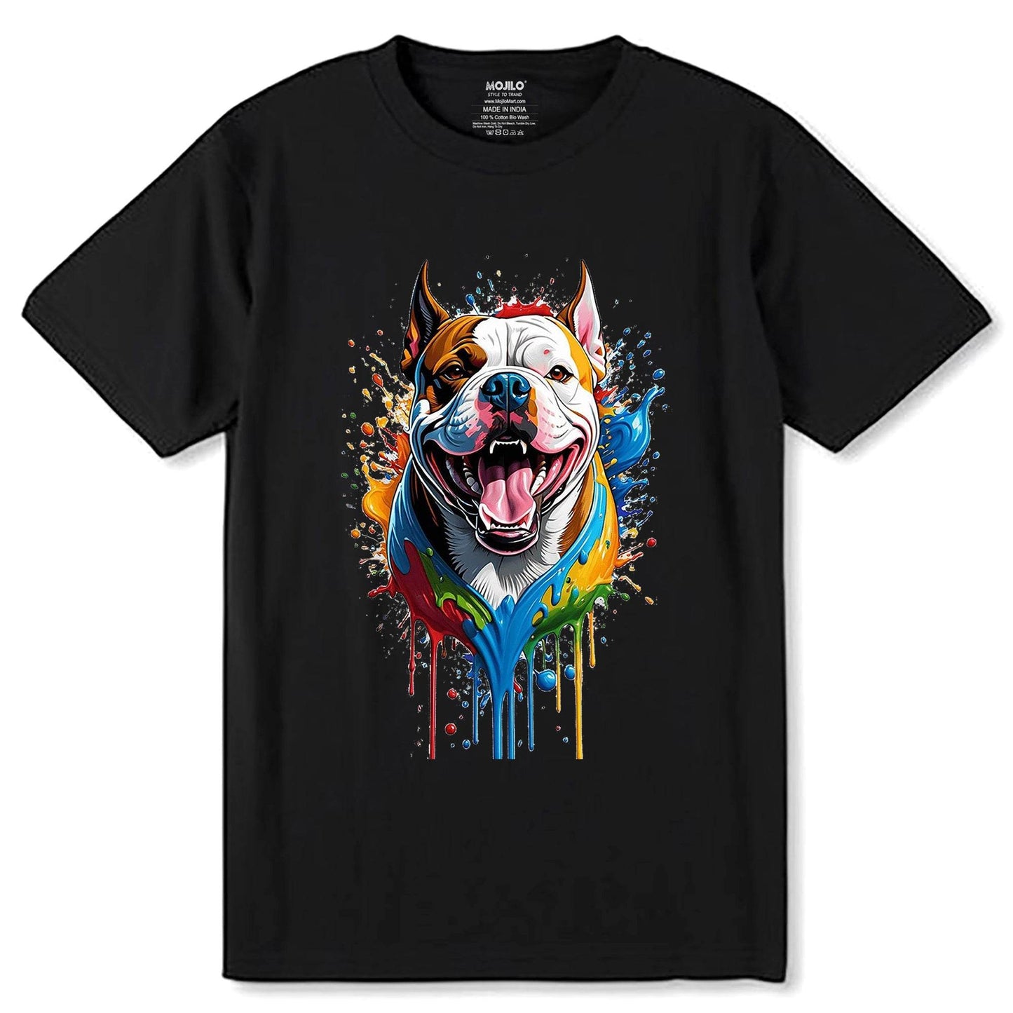design for American bully or Pitbull dog theme - Unisex Round Neck Regular Fit 100% Combed Cotton Half Sleeve T-Shirt - Mojilo Mart