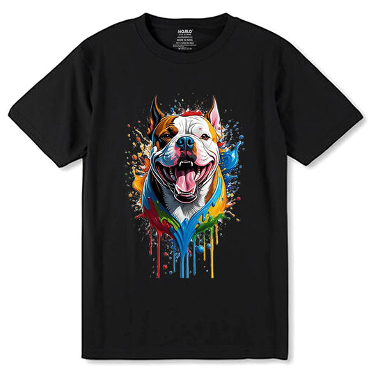 design for American bully or Pitbull dog theme - Unisex Round Neck Regular Fit 100% Combed Cotton Half Sleeve T-Shirt - Mojilo Mart