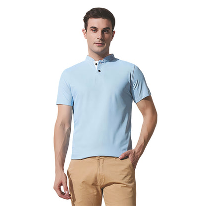 Chinese Collar Polyester FD Matty T-Shirt with DTF Printing, GSM 220 custom T-shirt With Logo Printing