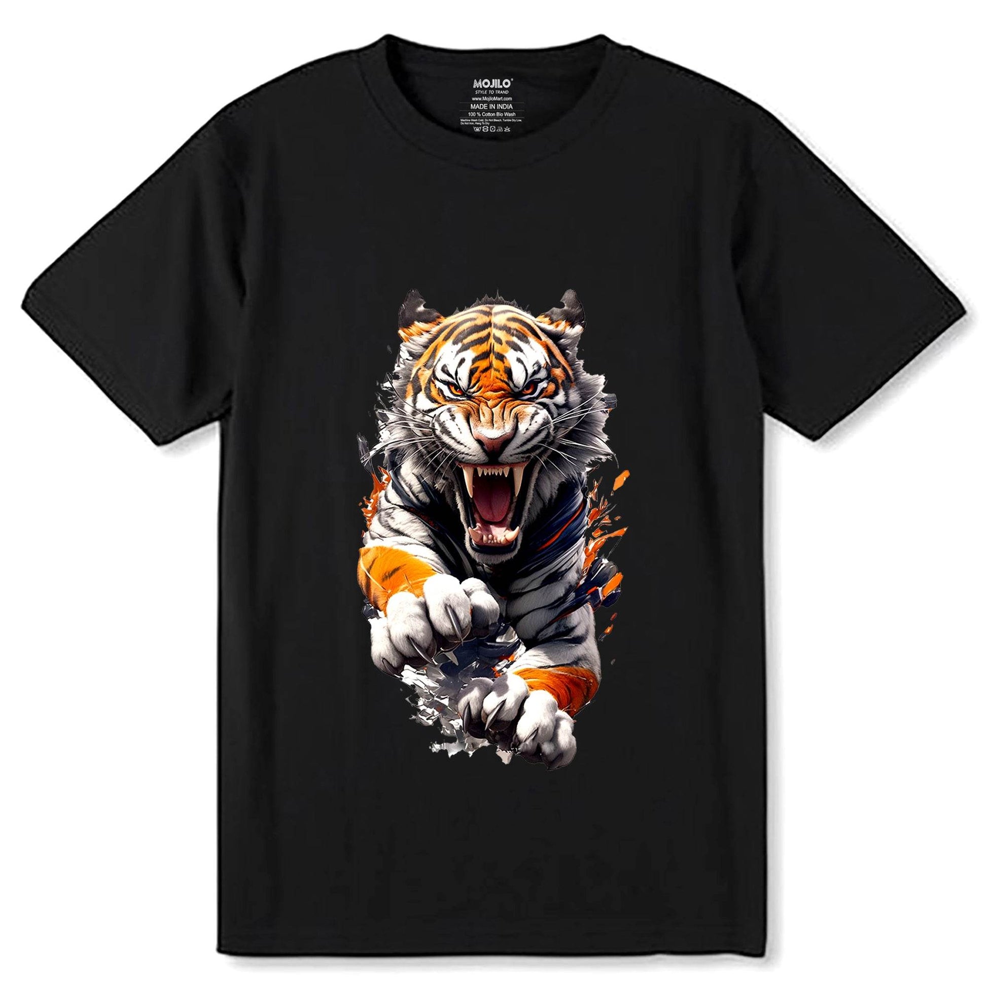 Vibrant tshirt featuring a tigers - Unisex Round Neck Regular Fit 100% Combed Cotton Half Sleeve T-Shirt - Mojilo Mart