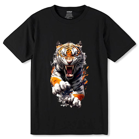 Vibrant tshirt featuring a tigers - Unisex Round Neck Regular Fit 100% Combed Cotton Half Sleeve T-Shirt - Mojilo Mart