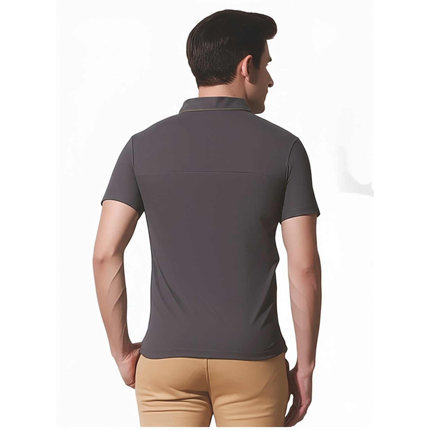Chinese Collar Polyester FD Matty T-Shirt with DTF Printing, GSM 220 custom T-shirt With Logo Printing