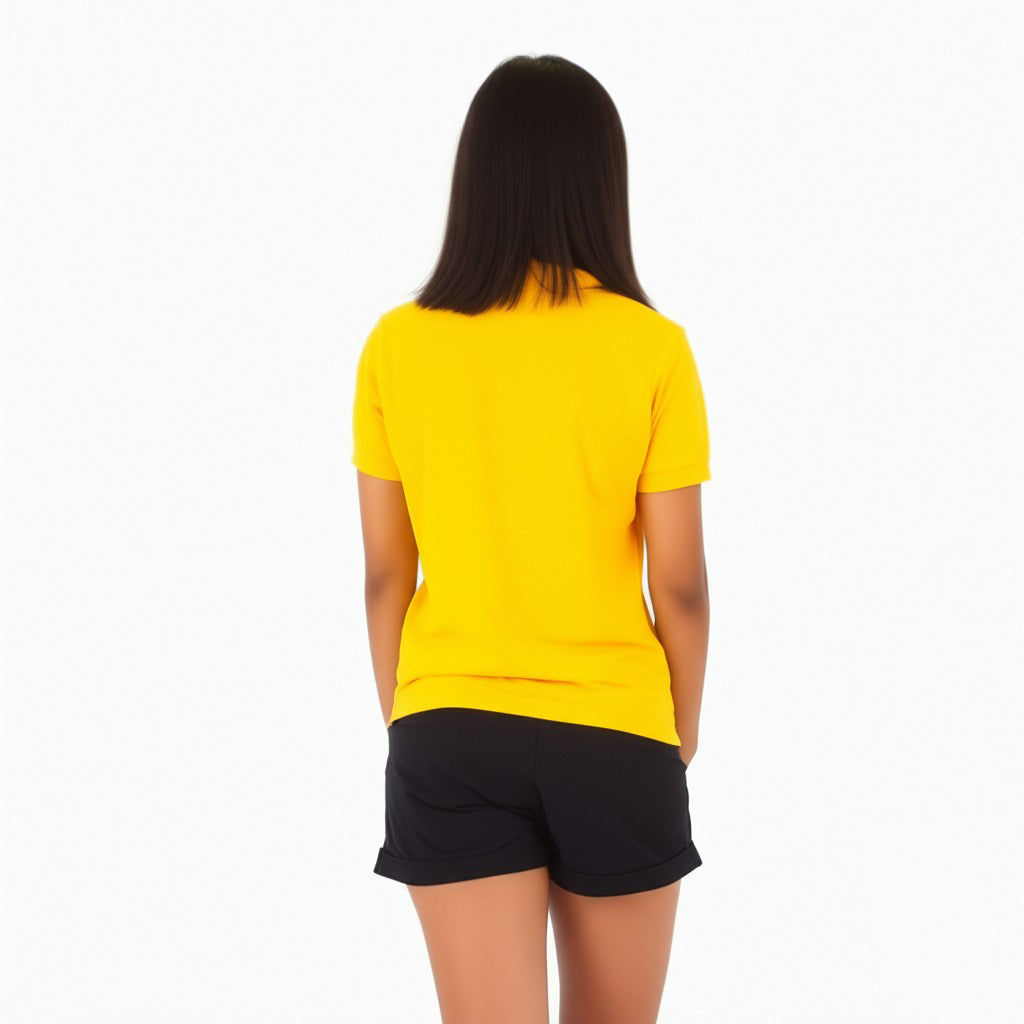 women staff uniform Polo Neck Cotton T-Shirt with DTF Printing and custom Sexy Office Girls Tshirt Logo Design