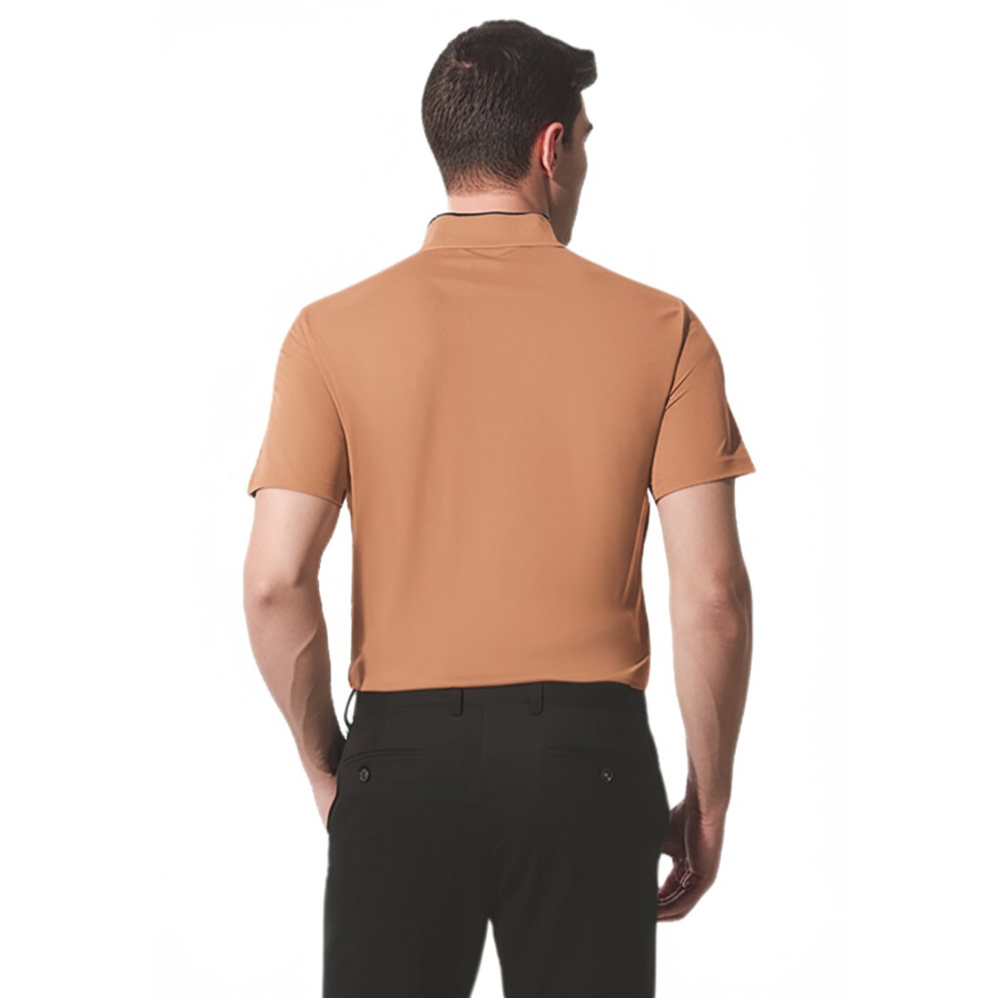 Chinese Collar Polyester FD Matty T-Shirt with DTF Printing, GSM 220 custom T-shirt With Logo Printing
