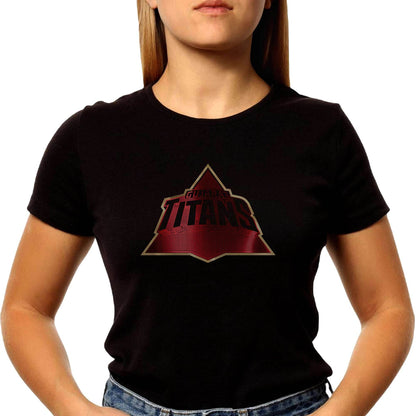 GOLD & RED SPANGLE GUJARAT TITANS - Unisex Round Neck Regular Fit 100% Combed Cotton Half Sleeve T-Shirt - Mojilo Mart