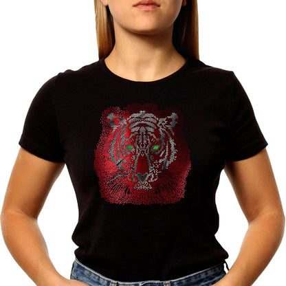 MIX COLOUR SPANGLE TIGER FACE - Unisex Round Neck Regular Fit 100% Combed Cotton Half Sleeve T-Shirt - Mojilo Mart