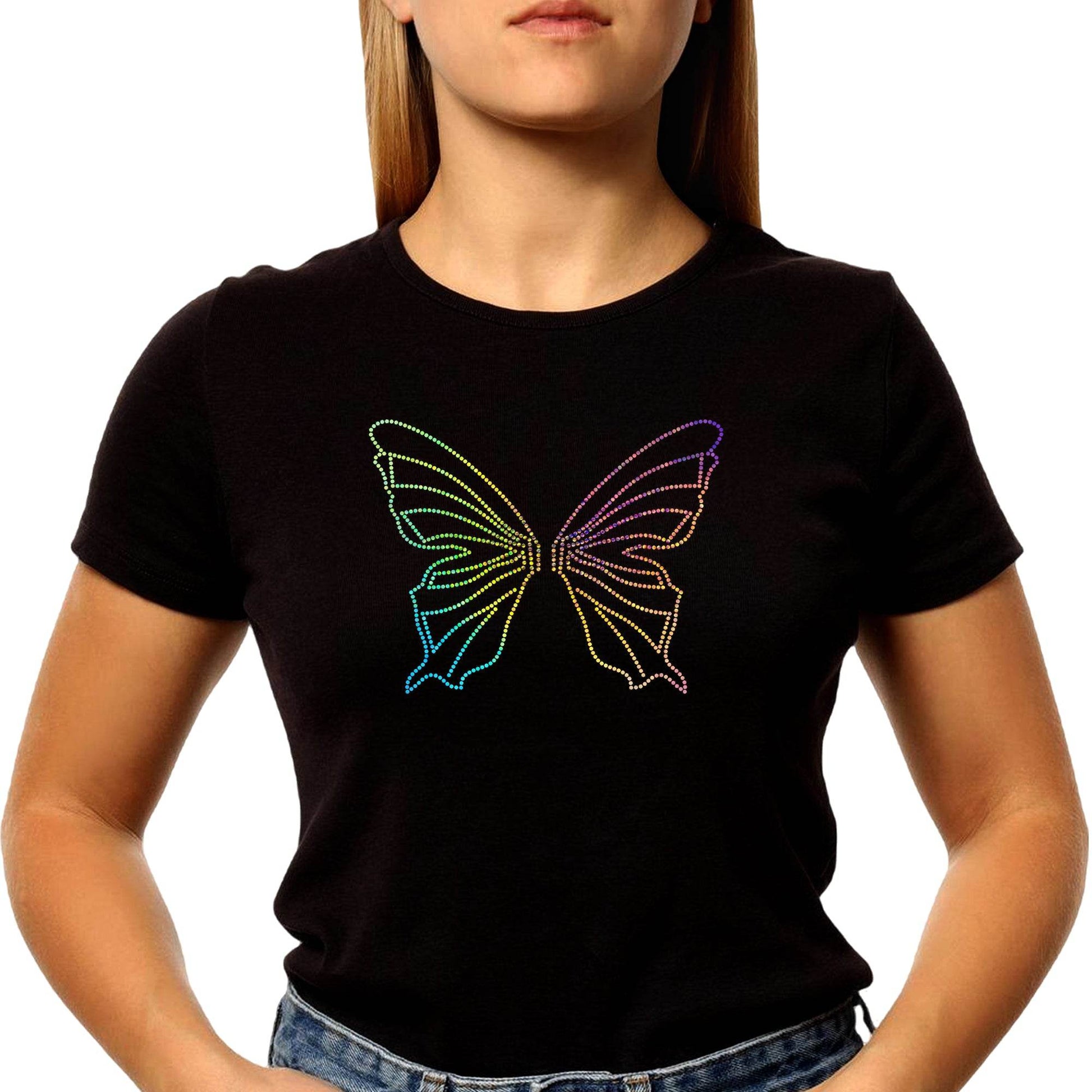 MULTI BUTTERFLY - Unisex Round Neck Regular Fit 100% Combed Cotton Half Sleeve T-Shirt - Mojilo Mart