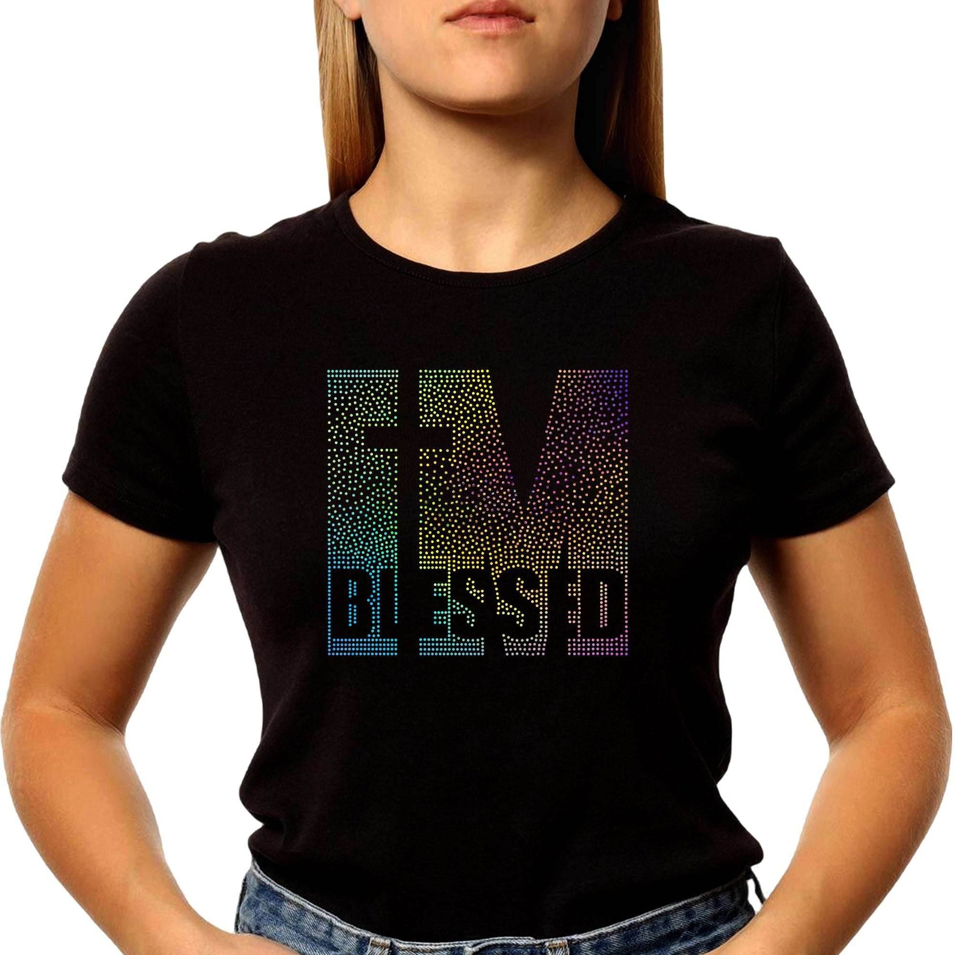 RAINBOW SPANGLE IM BLESSED - Unisex Round Neck Regular Fit 100% Combed Cotton Half Sleeve T-Shirt - Mojilo Mart