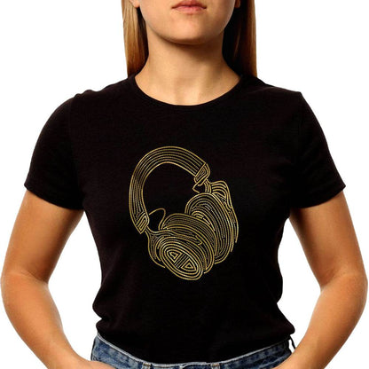 SPANGLE GOLD HEADPHONE - Unisex Round Neck Regular Fit 100% Combed Cotton Half Sleeve T-Shirt - Mojilo Mart
