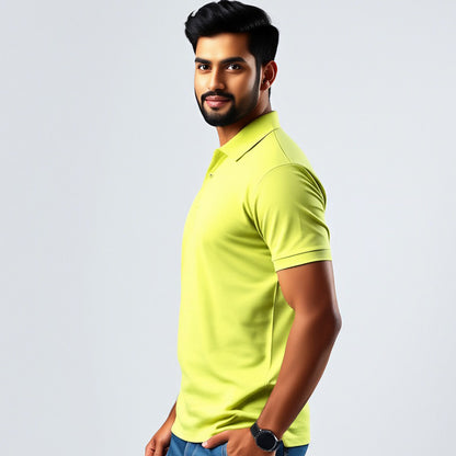 Men Polo Neck Cotton T-Shirt with DTF Printing and custom Tshirt Logo Design