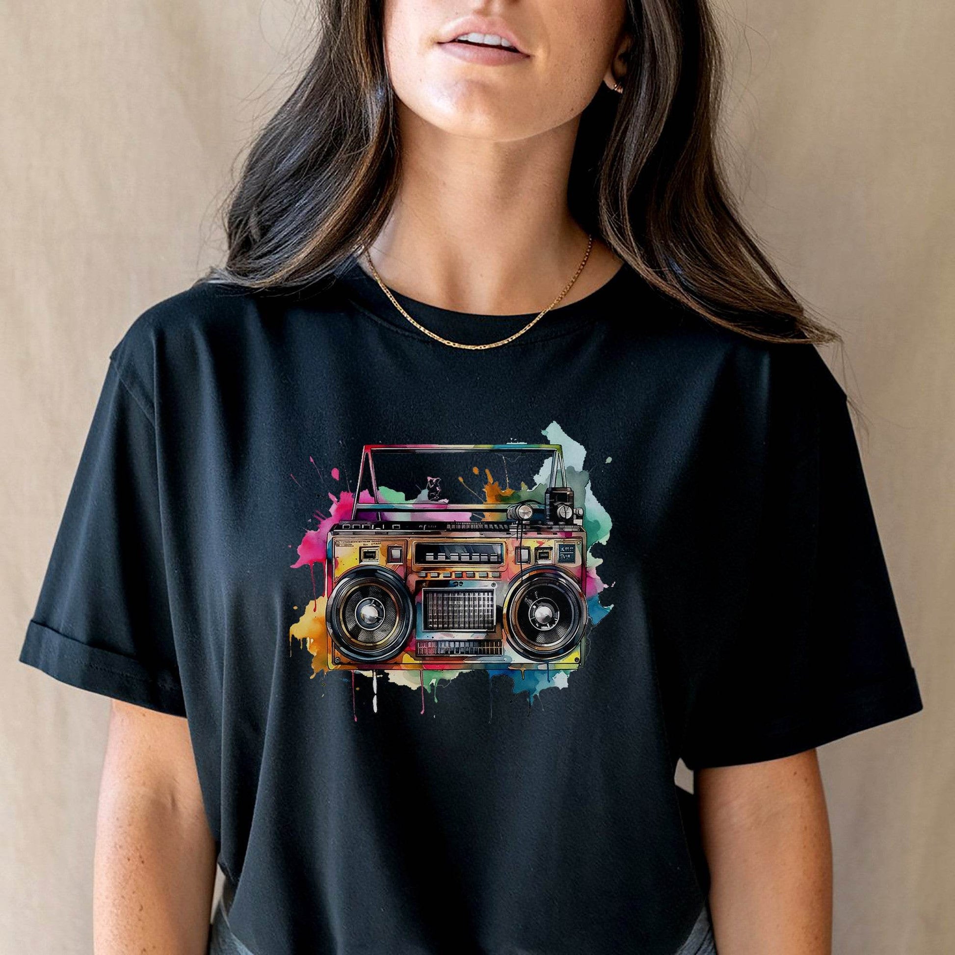 Ghetto Blaster Colorful - Unisex Round Neck Regular Fit 100% Combed Cotton Half Sleeve T-Shirt - Mojilo Mart