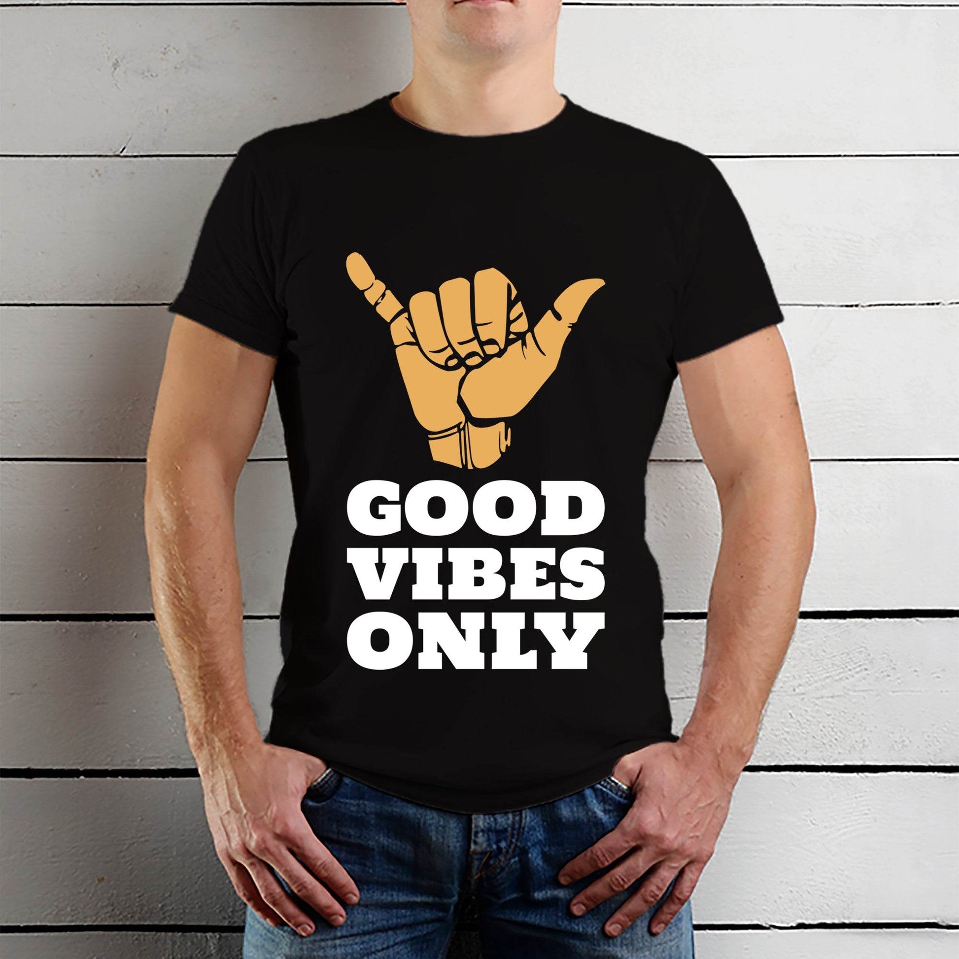Good Vibes Only - Unisex Round Neck Regular Fit 100% Combed Cotton Half Sleeve T-Shirt - Mojilo Mart