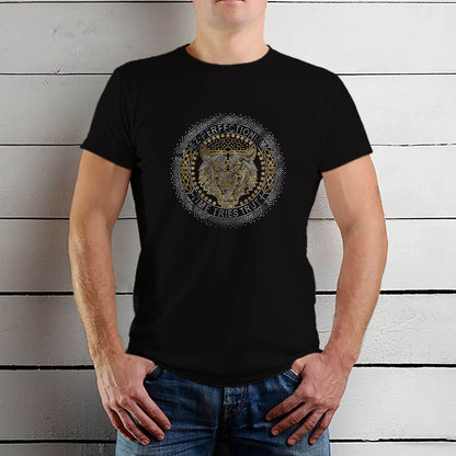 SILVER & GOLD SPANGLE TIGER EZ-PERFECTIONISM -TIME TRIES TRUTH - Unisex Round Neck Regular Fit 100% Combed Cotton Half Sleeve T-Shirt - Mojilo Mart