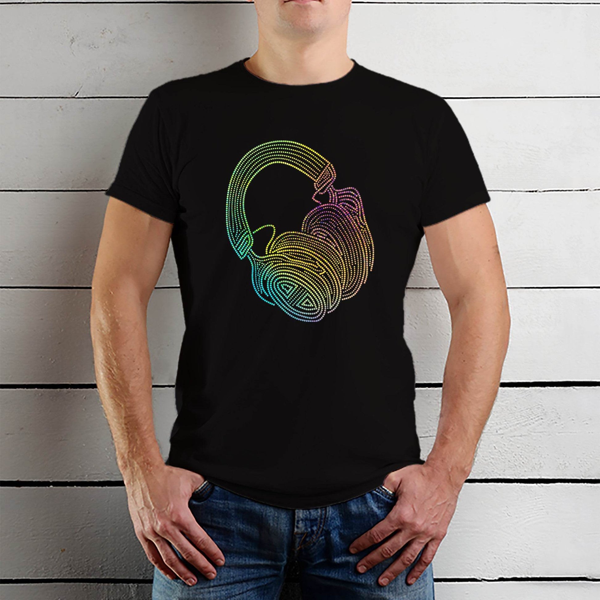 SPANGLE MULTI HEADPHONE - Unisex Round Neck Regular Fit 100% Combed Cotton Half Sleeve T-Shirt - Mojilo Mart