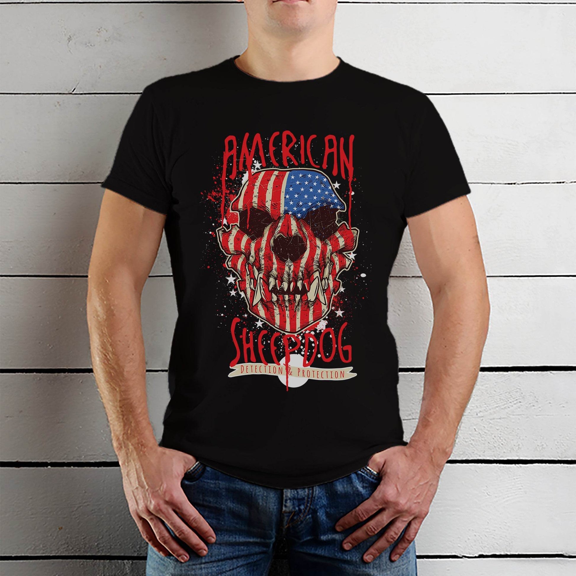 AMERICAN SHEEP DOG - Unisex Round Neck Regular Fit 100% Combed Cotton Half Sleeve T-Shirt - Mojilo Mart
