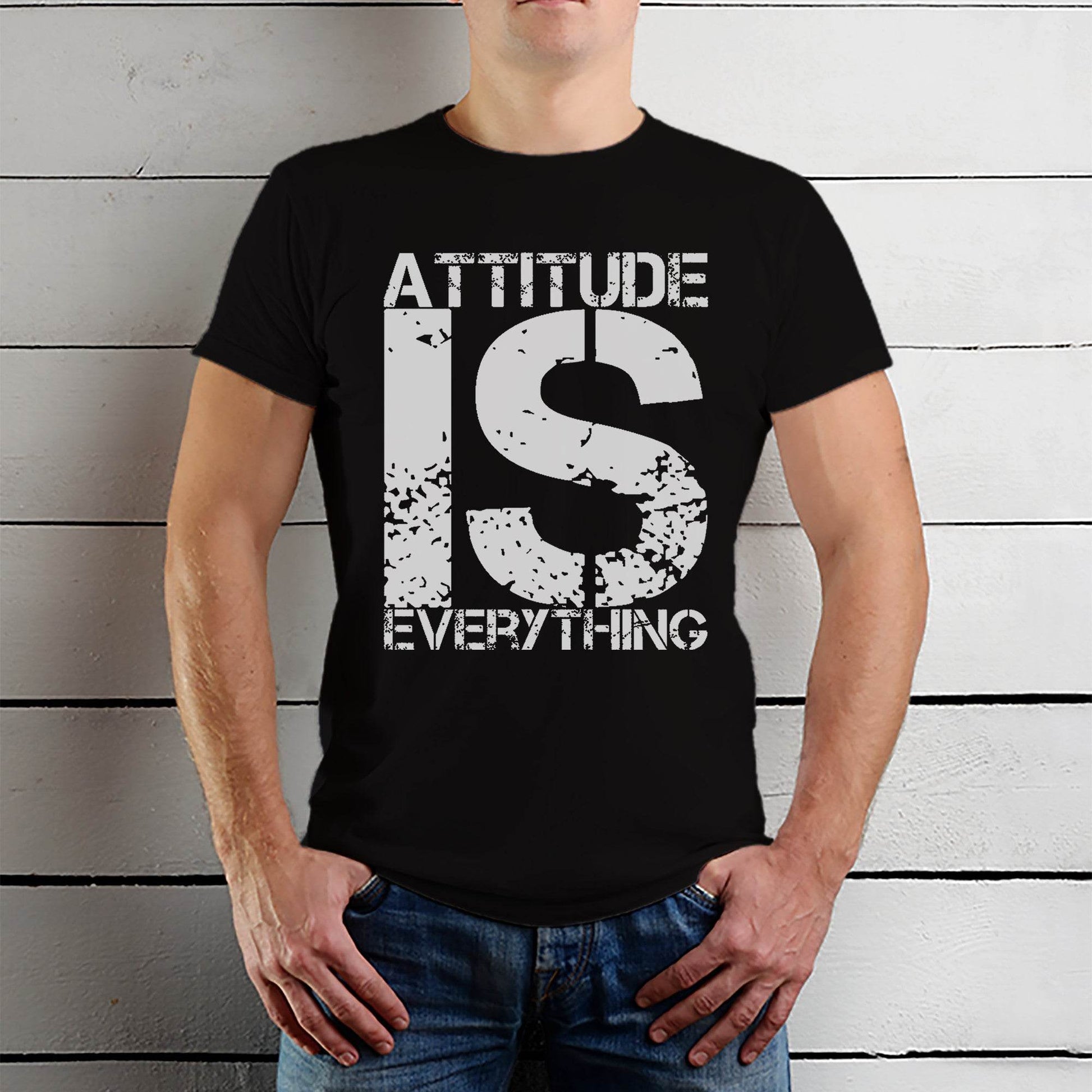 ATTITUDE IS EVERYTHING - Unisex Round Neck Regular Fit 100% Combed Cotton Half Sleeve T-Shirt - Mojilo Mart