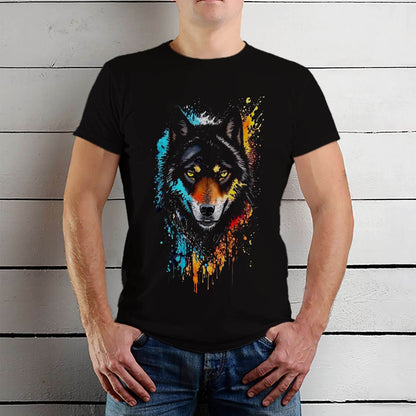 A Close up of a wolf with bright eyes and blood dripping down - Unisex Round Neck Regular Fit 100% Combed Cotton Half Sleeve T-Shirt - Mojilo Mart
