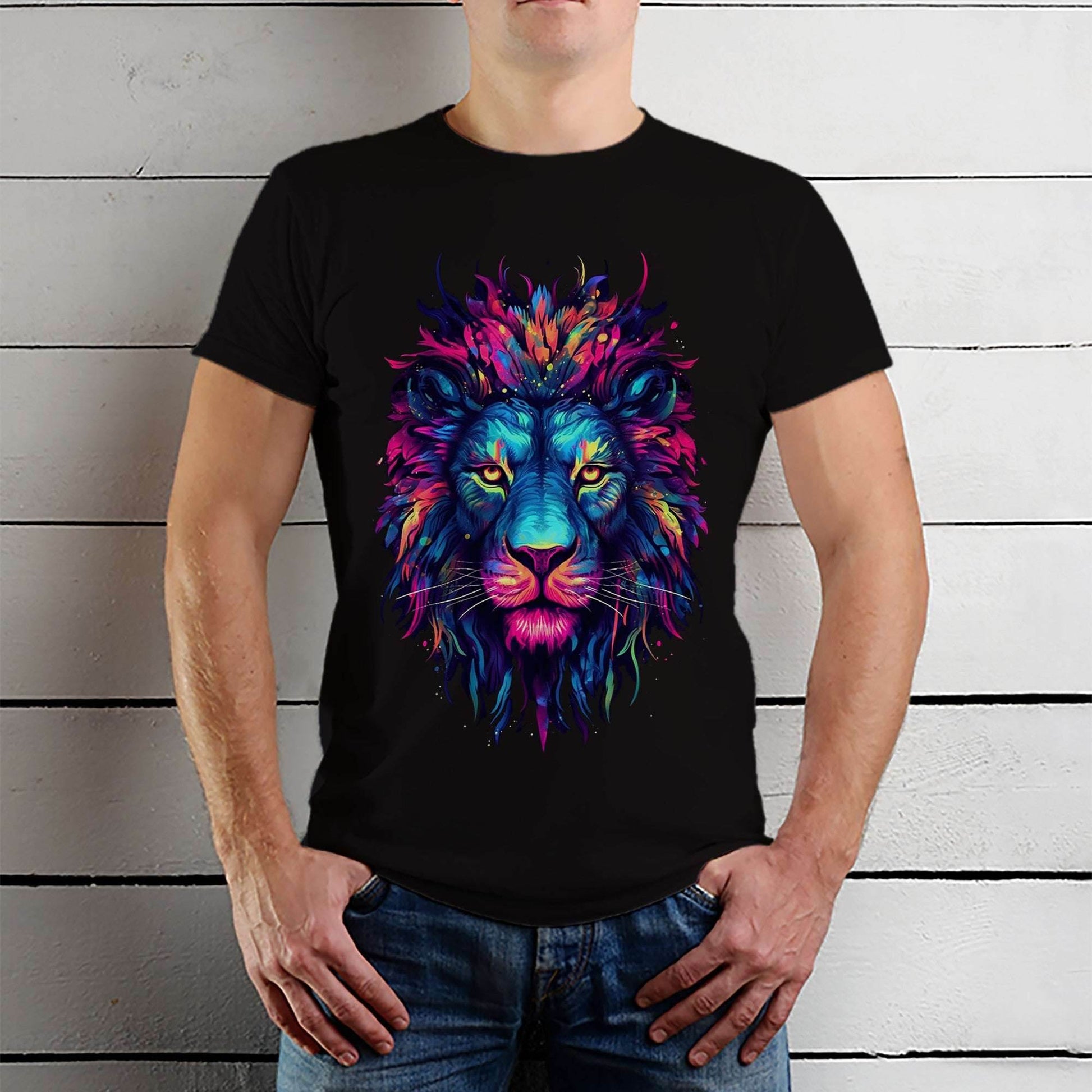 A Colorful lion - Unisex Round Neck Regular Fit 100% Combed Cotton Half Sleeve T-Shirt - Mojilo Mart