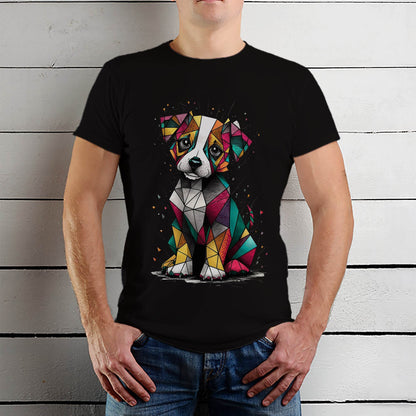 A dog with a colorful pattern on its face - Unisex Round Neck Regular Fit 100% Combed Cotton Half Sleeve T-Shirt - Mojilo Mart