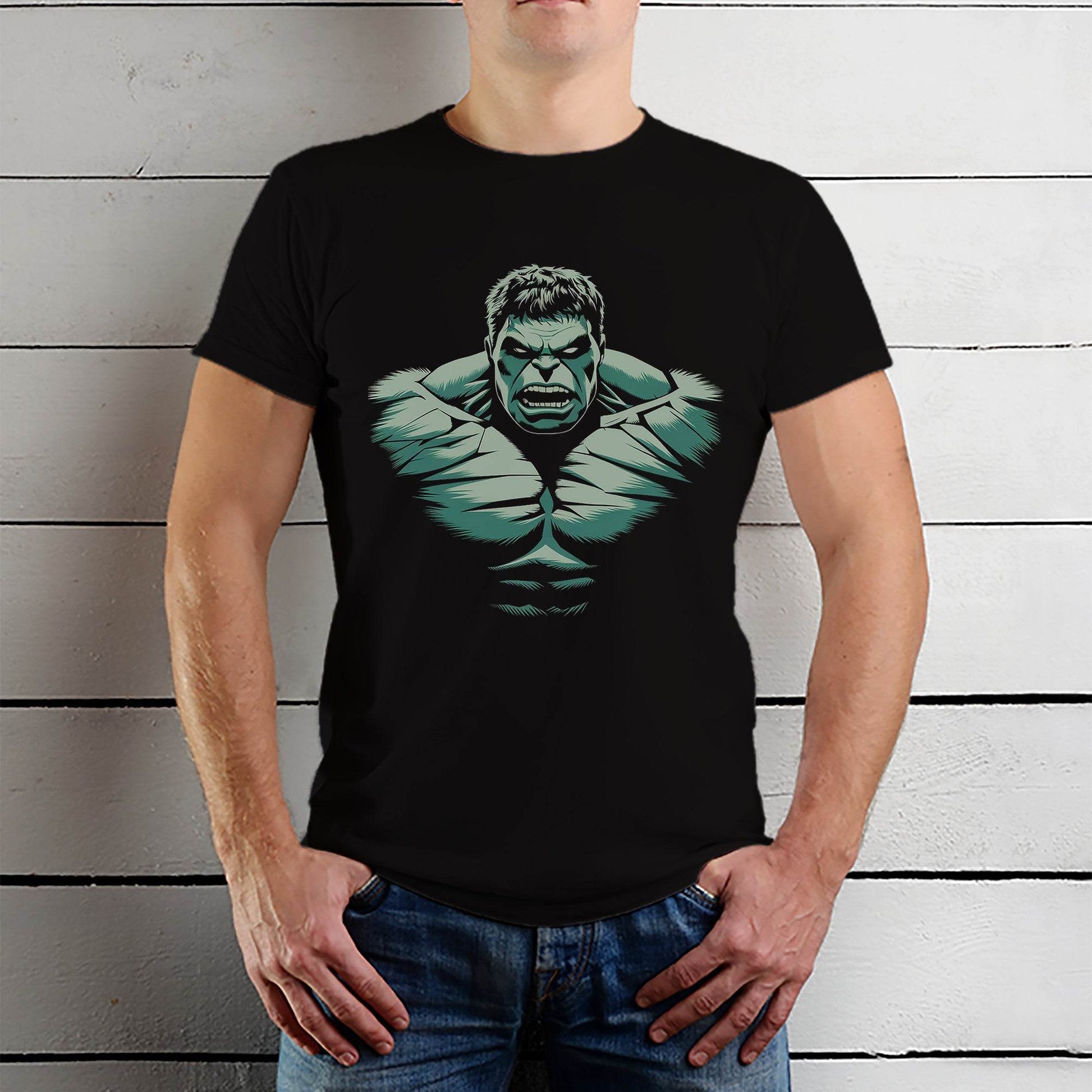 A Green monster Incredible Hulk - Unisex Round Neck Regular Fit 100% Combed Cotton Half Sleeve T-Shirt - Mojilo Mart
