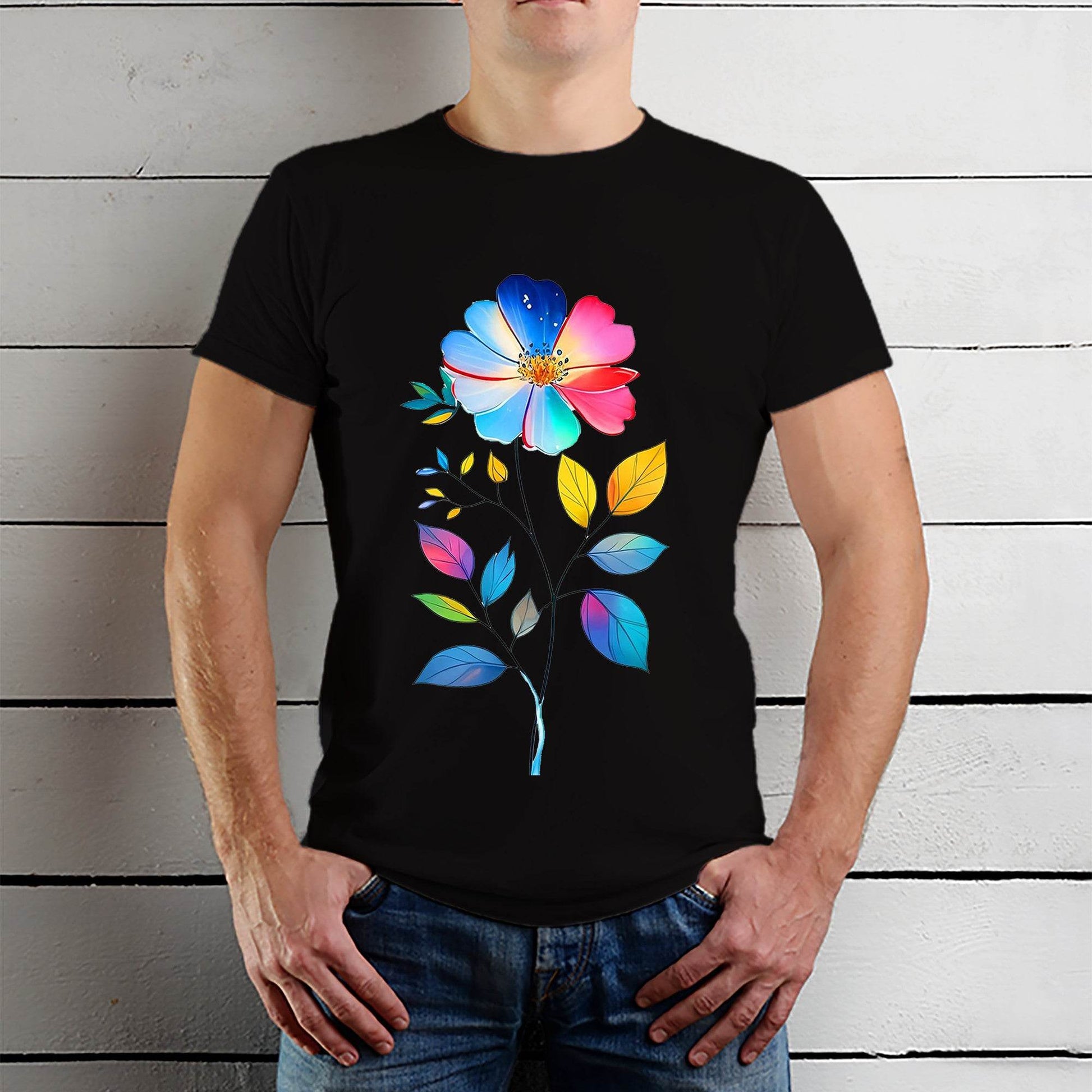 Abstract Flora Fusion - Unisex Round Neck Regular Fit 100% Combed Cotton Half Sleeve T-Shirt - Mojilo Mart