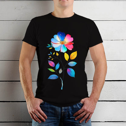 Abstract Flora Fusion - Unisex Round Neck Regular Fit 100% Combed Cotton Half Sleeve T-Shirt - Mojilo Mart