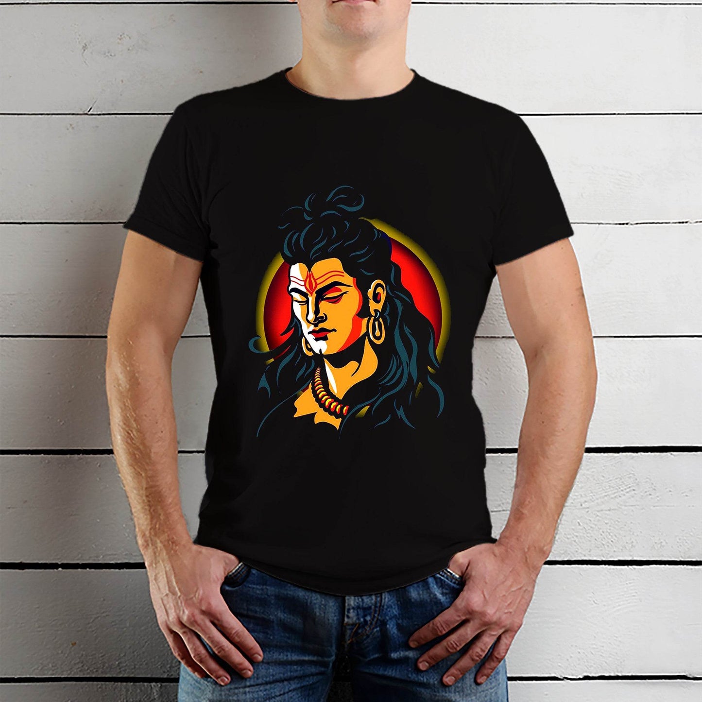 Adiyogi Shiva Mahadev Hindu God - Unisex Round Neck Regular Fit 100% Combed Cotton Half Sleeve T-Shirt - Mojilo Mart