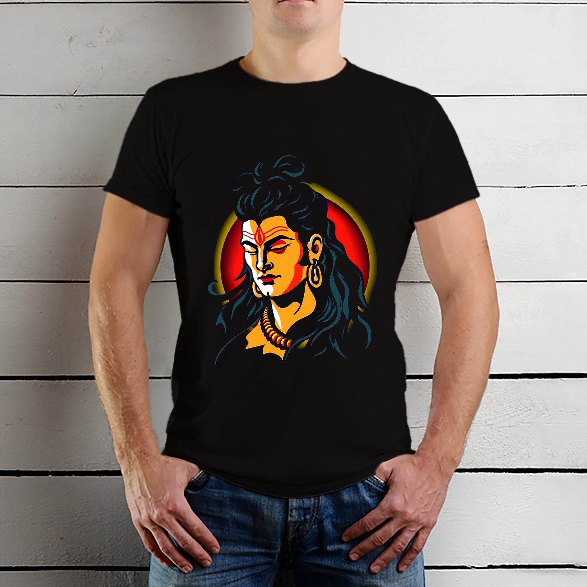 Adiyogi Shiva Mahadev Hindu God - Unisex Round Neck Regular Fit 100% Combed Cotton Half Sleeve T-Shirt - Mojilo Mart