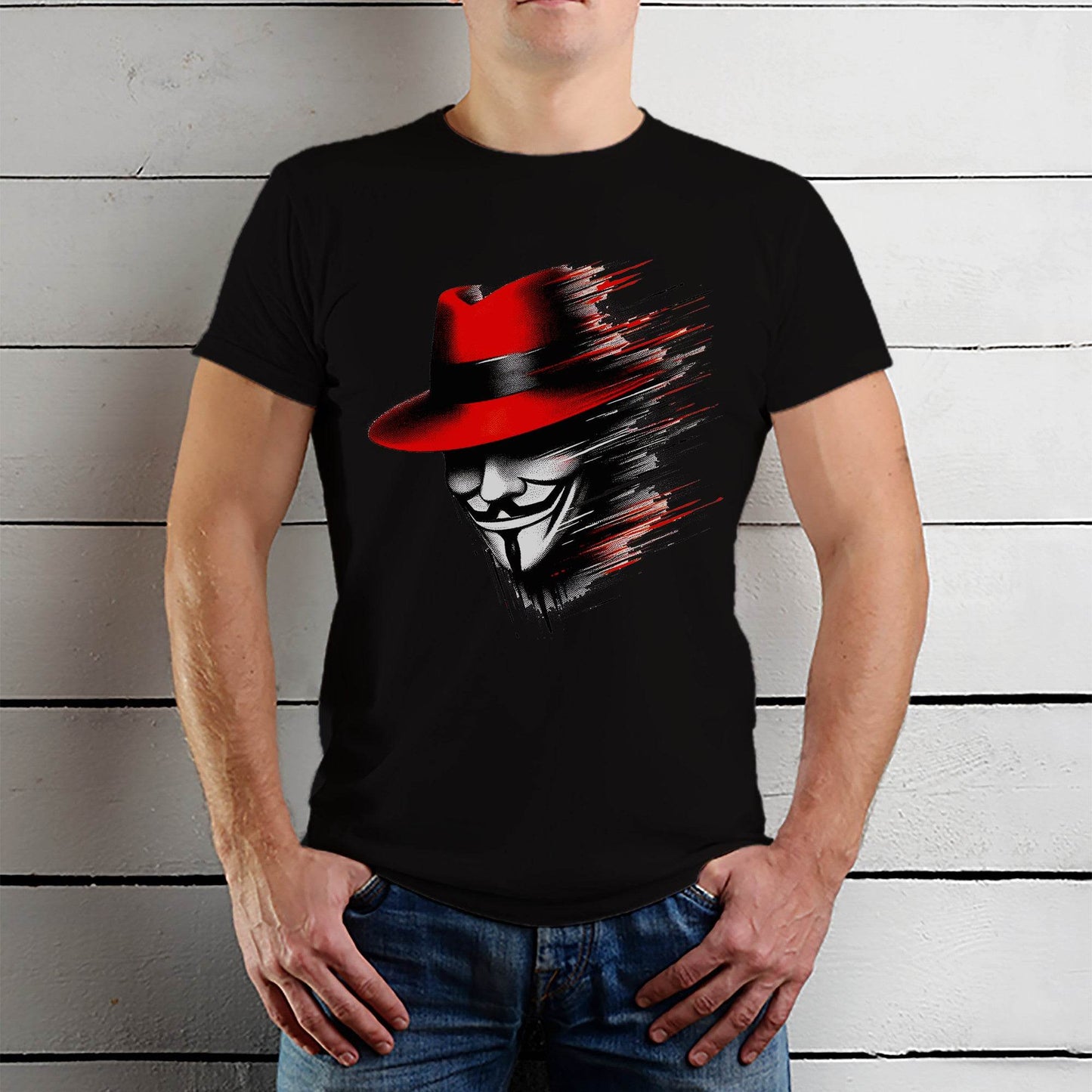 American Movie V for Vendetta T Shirt Casual Anonymous Mask - Unisex Round Neck Regular Fit 100% Combed Cotton Half Sleeve T-Shirt - Mojilo Mart
