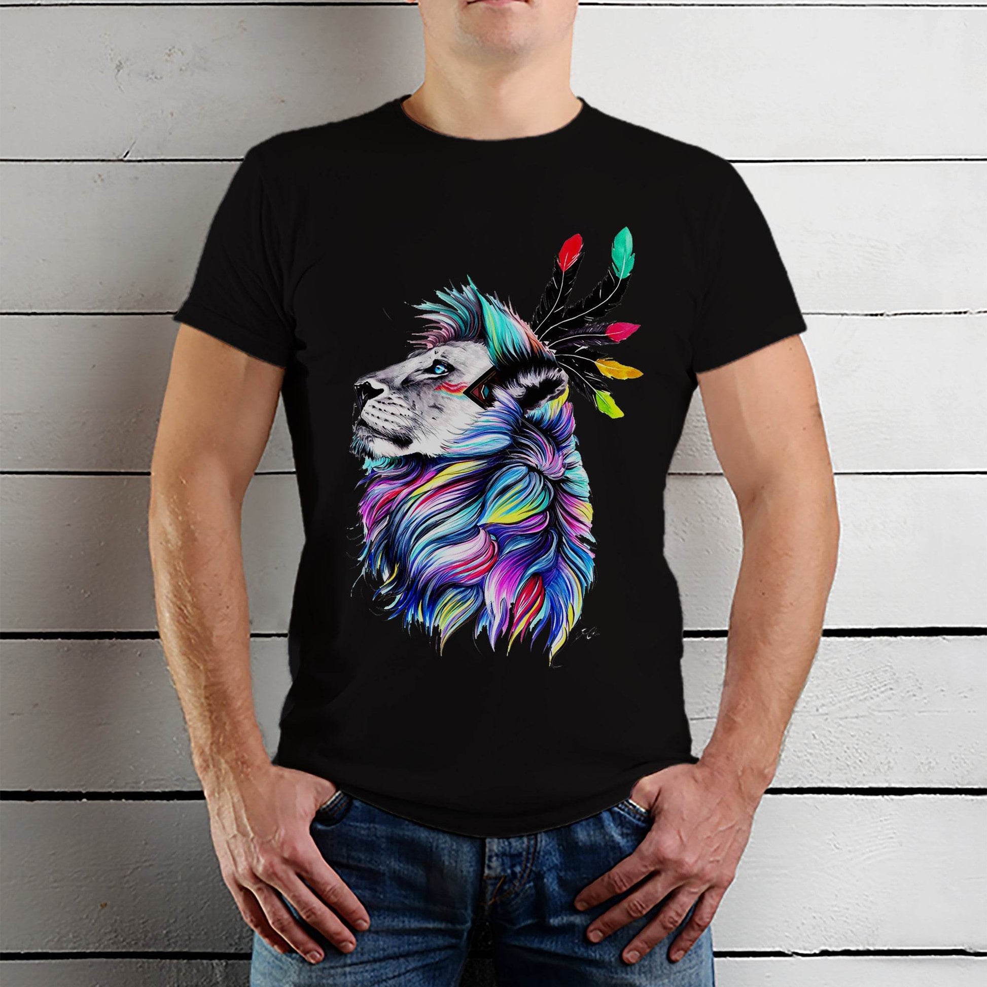 Artistic Lion Premium T-Shirt - Unisex Round Neck Regular Fit 100% Combed Cotton Half Sleeve T-Shirt - Mojilo Mart