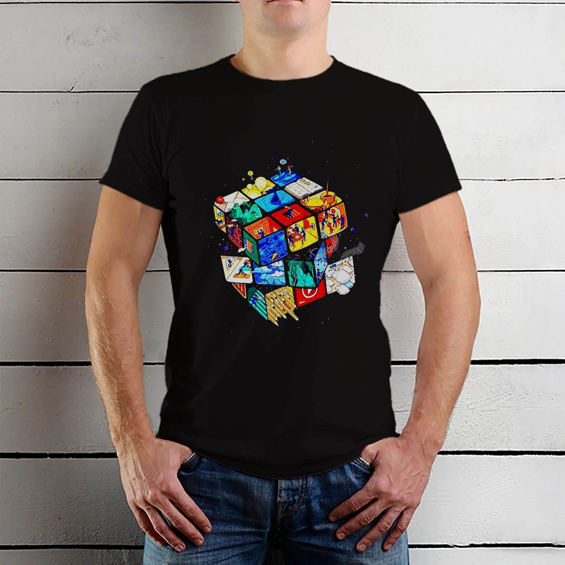 Artistic cube - Unisex Round Neck Regular Fit 100% Combed Cotton Half Sleeve T-Shirt - Mojilo Mart