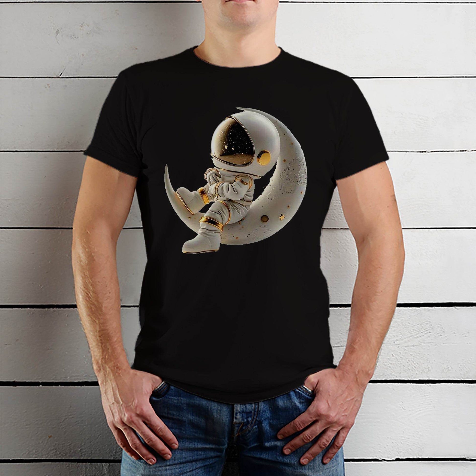 Astronaut Statue - Unisex Round Neck Regular Fit 100% Combed Cotton Half Sleeve T-Shirt - Mojilo Mart
